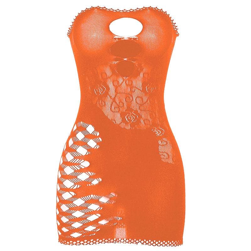 Fishnet Floral Lace Hollow Out Strapless Tube Mini Dress