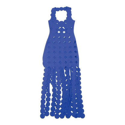 Scalloped Cutout Diamond Pattern High Slit Fringe Hem Sleeveless Maxi Dress