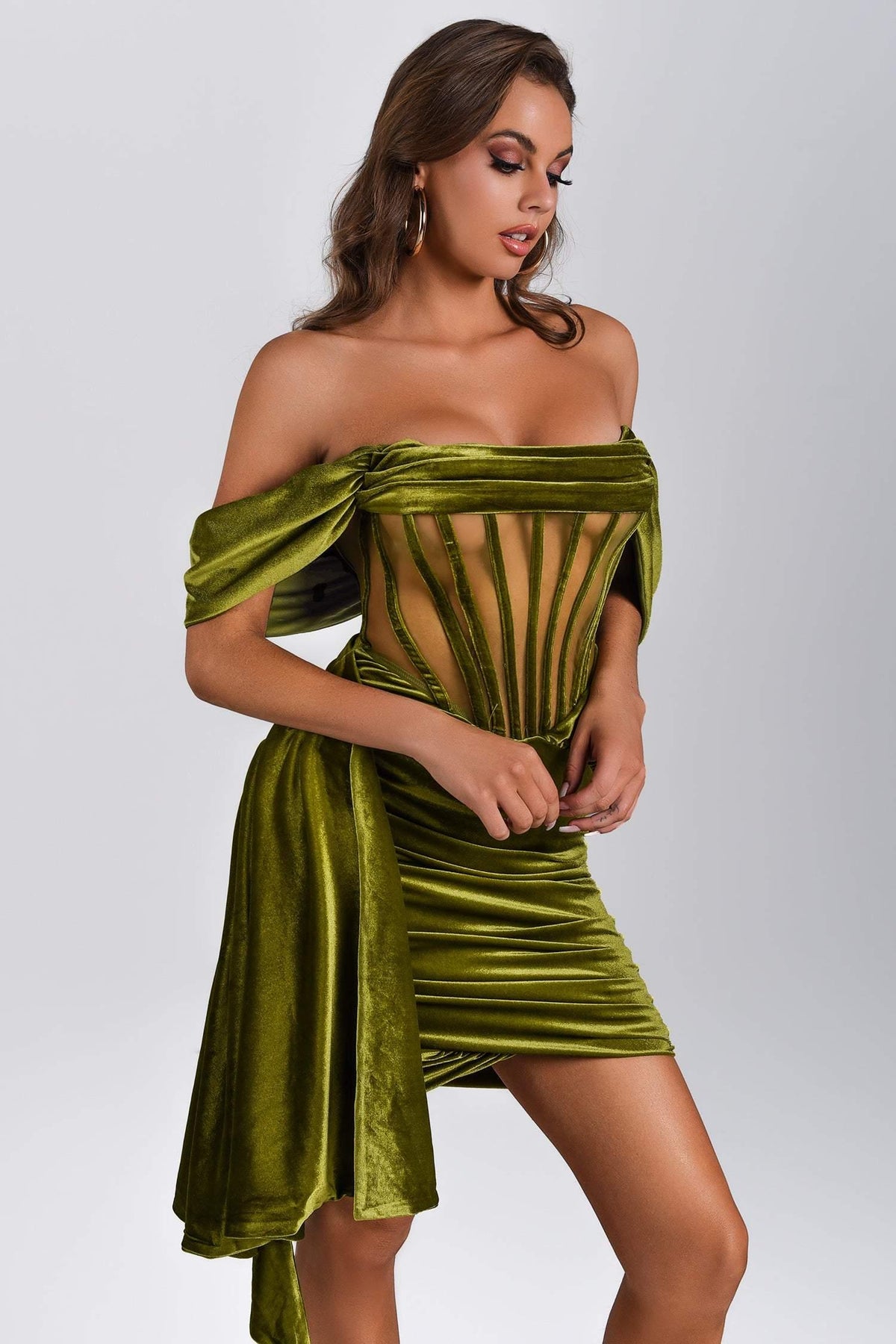 Strapless Corset Velvet Bodycon Mini Dress