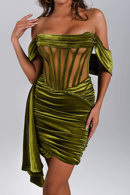 Strapless Corset Velvet Bodycon Mini Dress