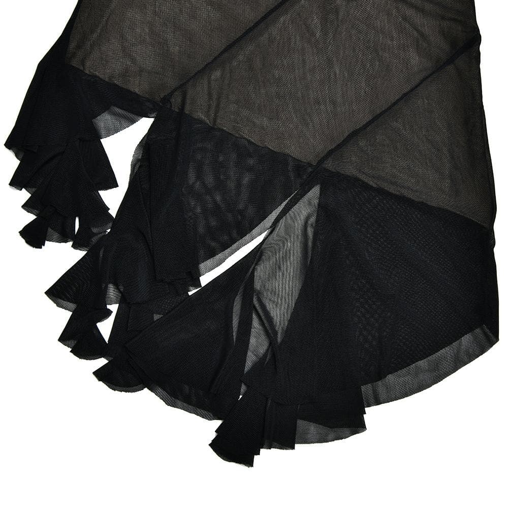 Strapless Mesh Ruffle Asymmetric Backless Mini Dress