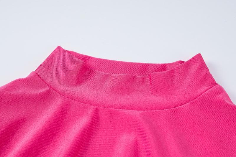 Mock Neck Integrated Glove Sleeve Bodycon Mini Dress