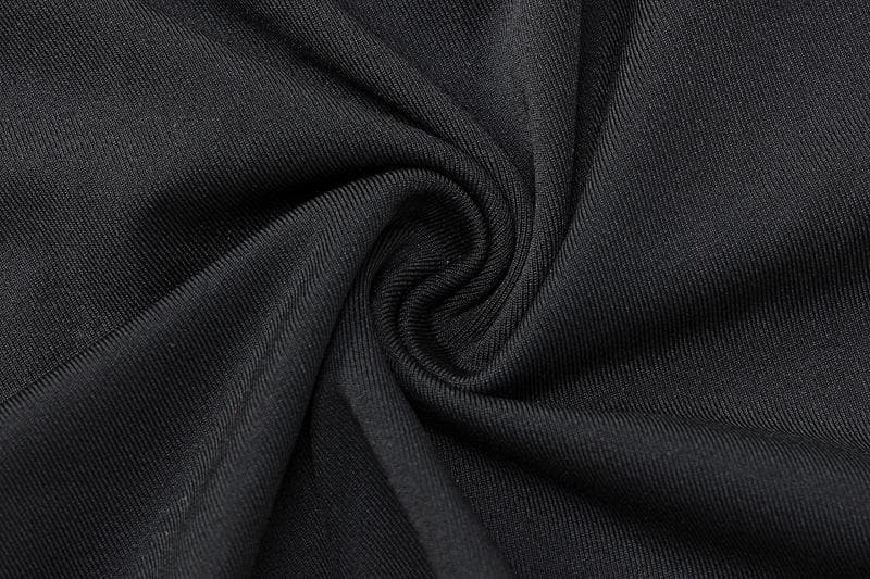 Mock Neck Contrast Mesh Panel Thumbhole Glove Sleeve Bodycon Mini Dress
