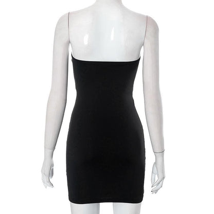 Strapless Bow Trim Midriff Cutout Bodycon Mini Dress