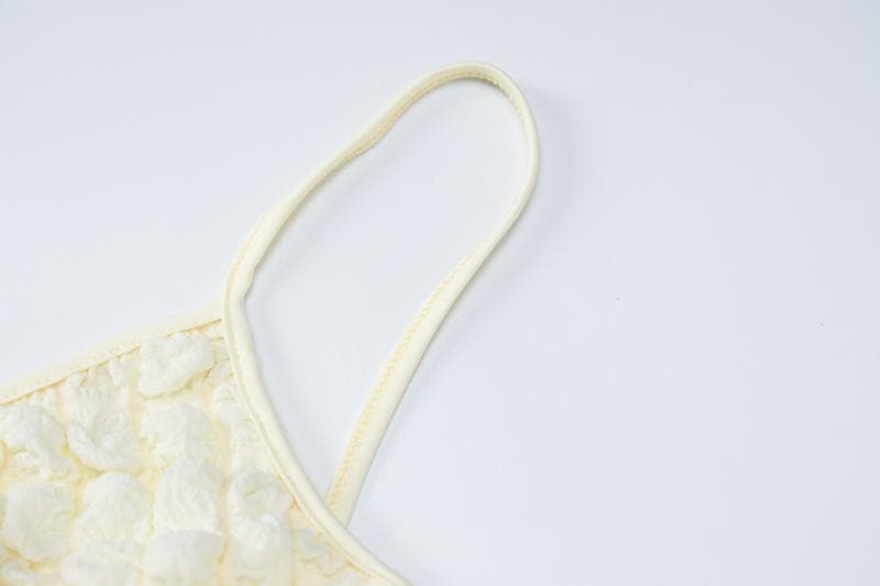 Spaghetti Strap Popcorn Knit Waist Cutout Backless Maxi Dress