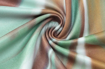 Crewneck Abstract Swirl Body Contour Print Maxi Dress