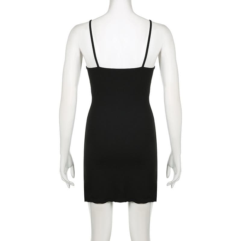 Print Ruched V Neck Spaghetti Strap Lettuce Hem Mini Dress