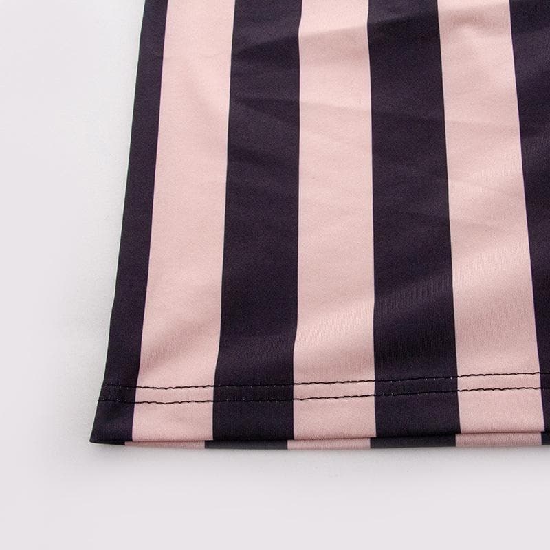 Vertical Stripe Long Sleeve Open Back Bodycon Maxi Dress