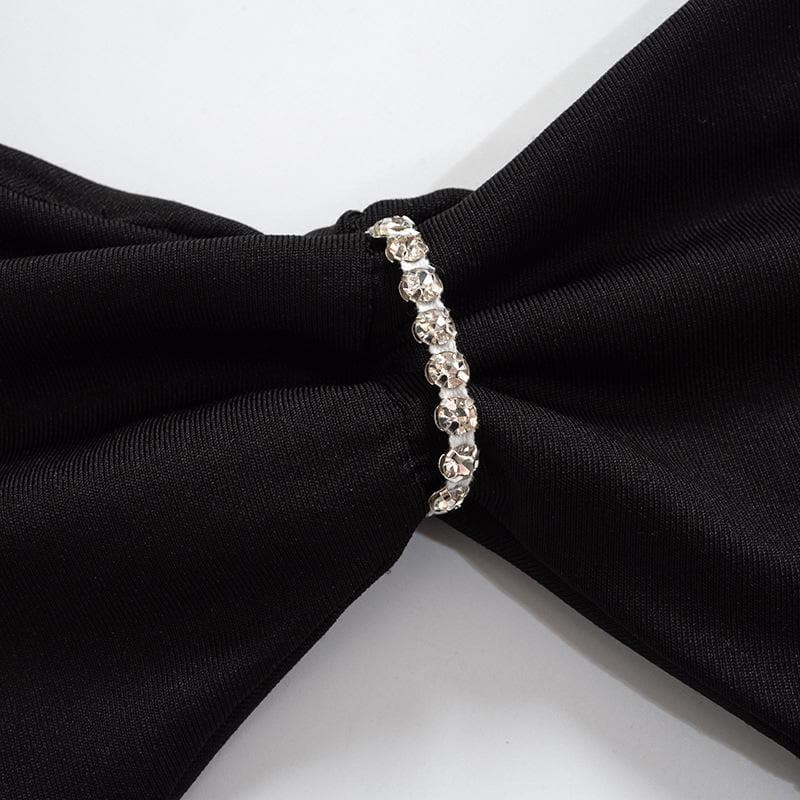 Halter Rhinestone Connector Triple Cutout Bodycon Mini Dress