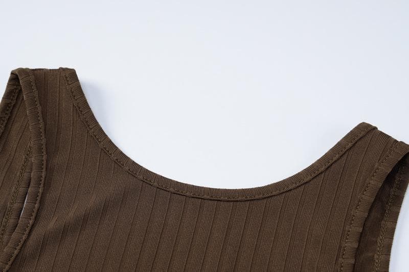 Rib Knit Tank Low Scoop Back Bodycon Maxi Dress