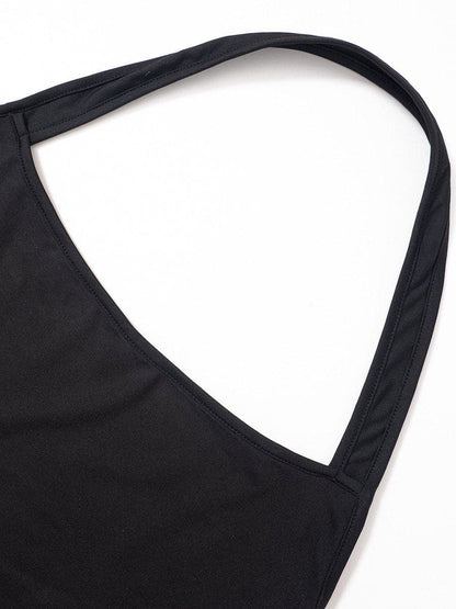 Square Neck Halter O Ring Side Slit Bodycon Mini Dress