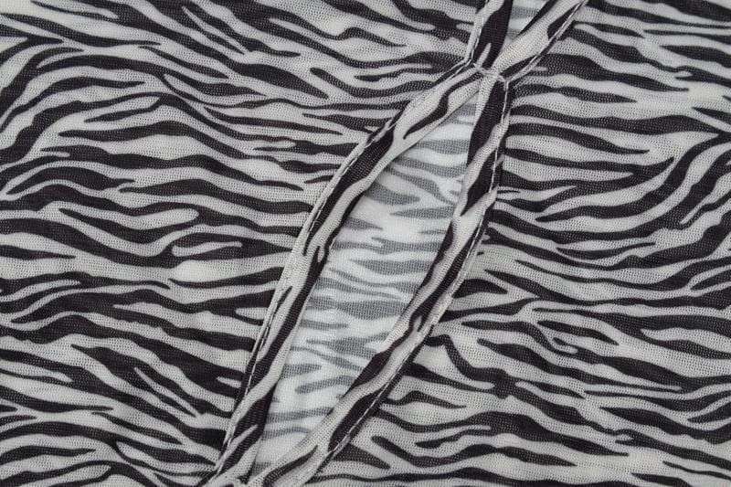 Crew Neck Zebra Print Diagonal Cutout Long Sleeve Mini Dress