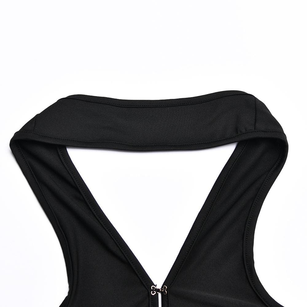 Halter Choker Waist Cutout Mesh Panel Thumbhole Sleeve Maxi Dress Set
