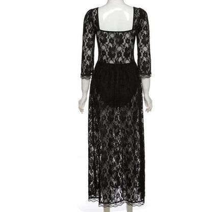 Lace Off Shoulder Sweetheart Corset High Slit Maxi Gown