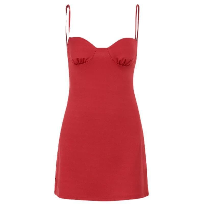 Sweetheart Spaghetti Strap Ruched Bust Bodycon Mini Dress