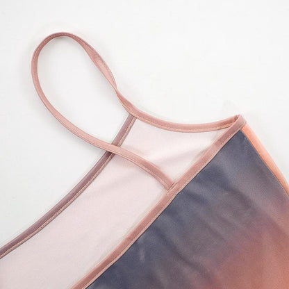 Spaghetti Strap Horizontal Gradient Ombré Bodycon Maxi Dress