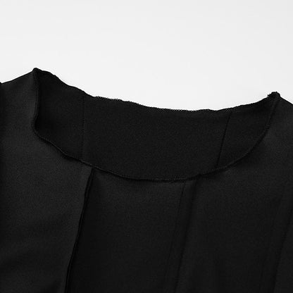 Stitch Crewneck Exposed Seam Long Sleeve Mini Dress