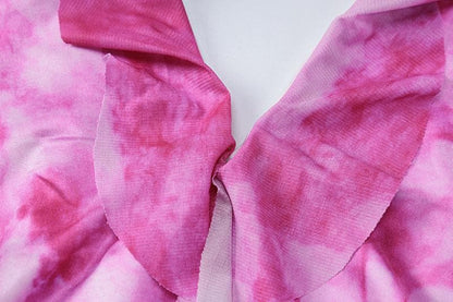 Tie Dye Print Halter Ruffle Trim Asymmetrical High Low Maxi Dress