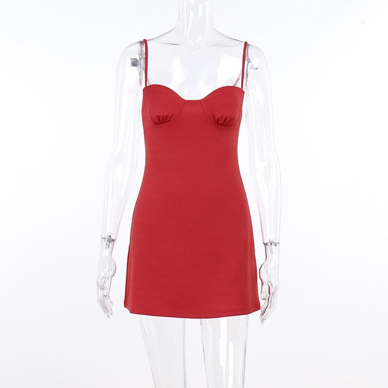 Sweetheart Spaghetti Strap Ruched Bust Bodycon Mini Dress