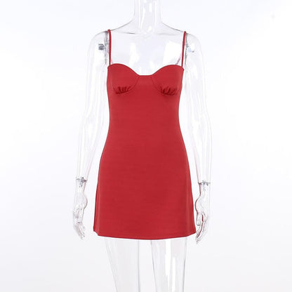 Sweetheart Spaghetti Strap Ruched Bust Bodycon Mini Dress