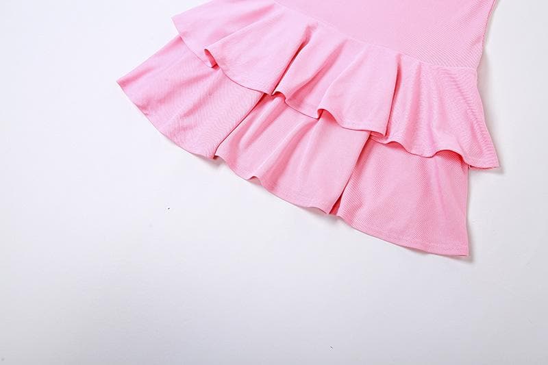 Beaded Ruffle Backless Tube Mini Dress