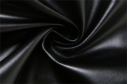 PU Leather Bustier Halter Layered Contrast Panel Dual Slit Mini Dress