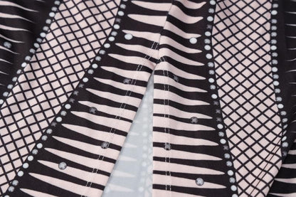 Crew Neck Rhinestone Lattice Graphic Print Open Back Sleeveless Bodycon Maxi Dress