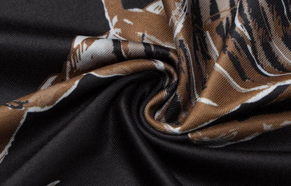 Scorpion Print Plunge Halter Ruffle Trim High Slit Maxi Dress