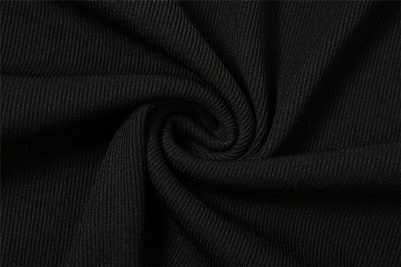Halter Choker Mesh Panel Button Glove Sleeve Bodycon Mini Dress