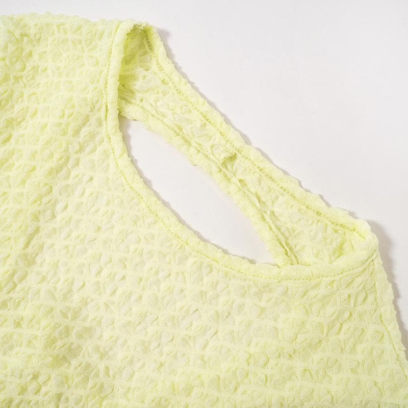 Crew Neck Honeycomb Lattice Knit Bell Cuff Bodycon Mini Dress