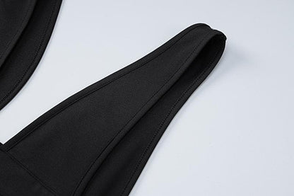 Wide Strap Deep Plunge Oval Cutout Bodycon Column Maxi Dress