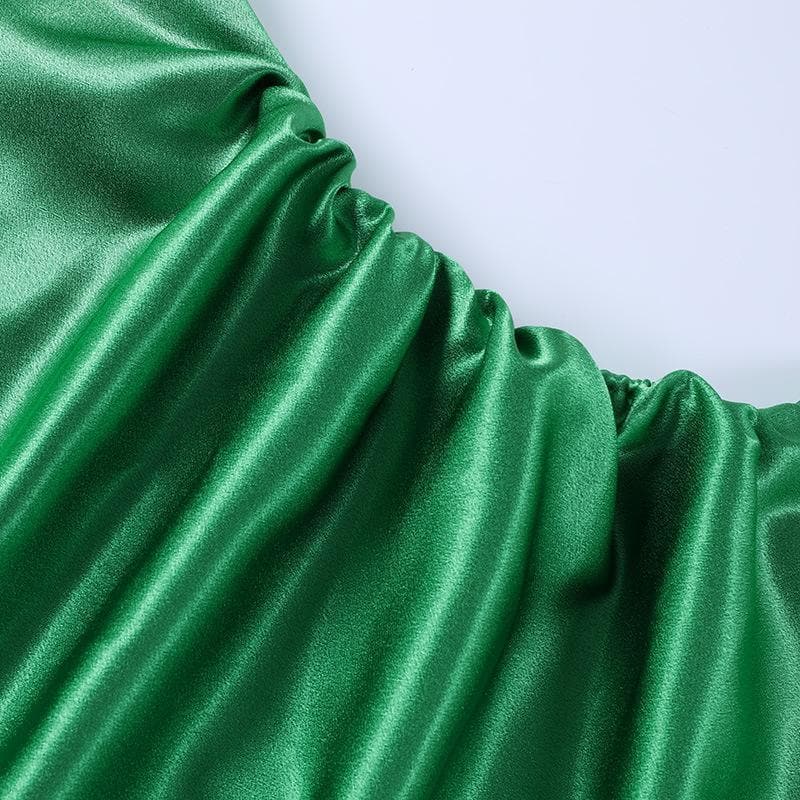 Cowl Neck Spaghetti Strap Side Ruched Drawstring Midi Slip Dress
