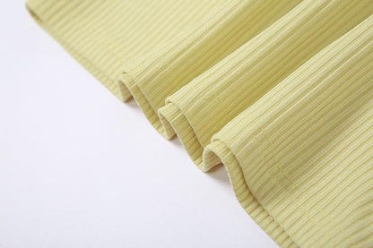 Ribbed One Shoulder Cutout Self Tie Bow Detail Midi Dress