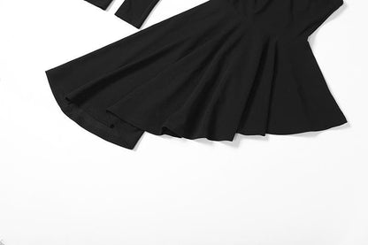 Halter Neck Chest Cutout Asymmetric Hem Detached Sleeve Mini Dress