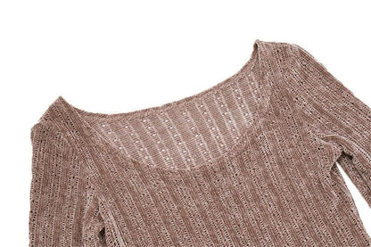 Ribbed Knit Scoop Neck Long Sleeve Bodycon Mini Dress