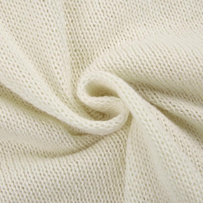 Cable Knit Hooded Pom Drawstring Long Sleeve Mini Dress
