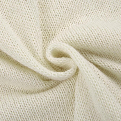 Cable Knit Hooded Pom Drawstring Long Sleeve Mini Dress