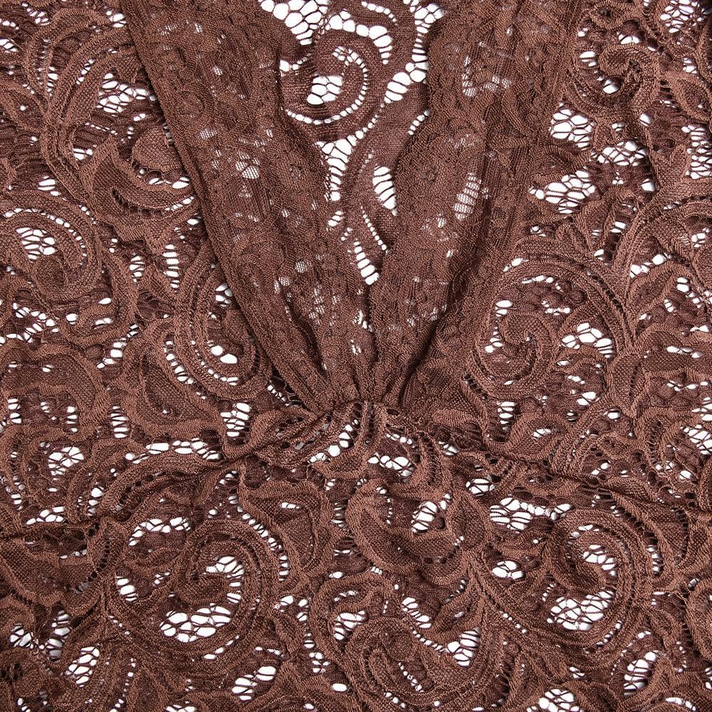 Floral Lace Bell Sleeve Handkerchief Hem V-Neck Mini Dress