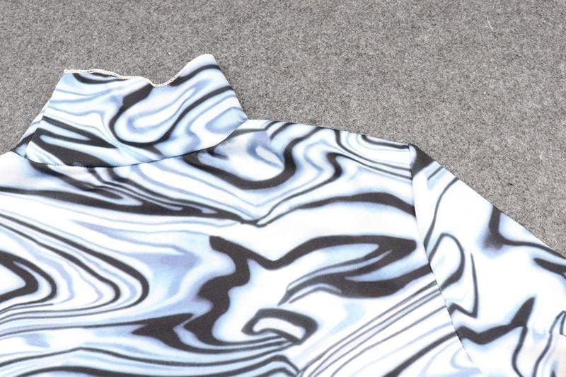 Mock Neck Short Sleeve Marble Print Bodycon Mini Dress