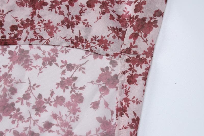 V Neck Ditsy Floral Print Sleeveless Asymmetric Hem Maxi Dress