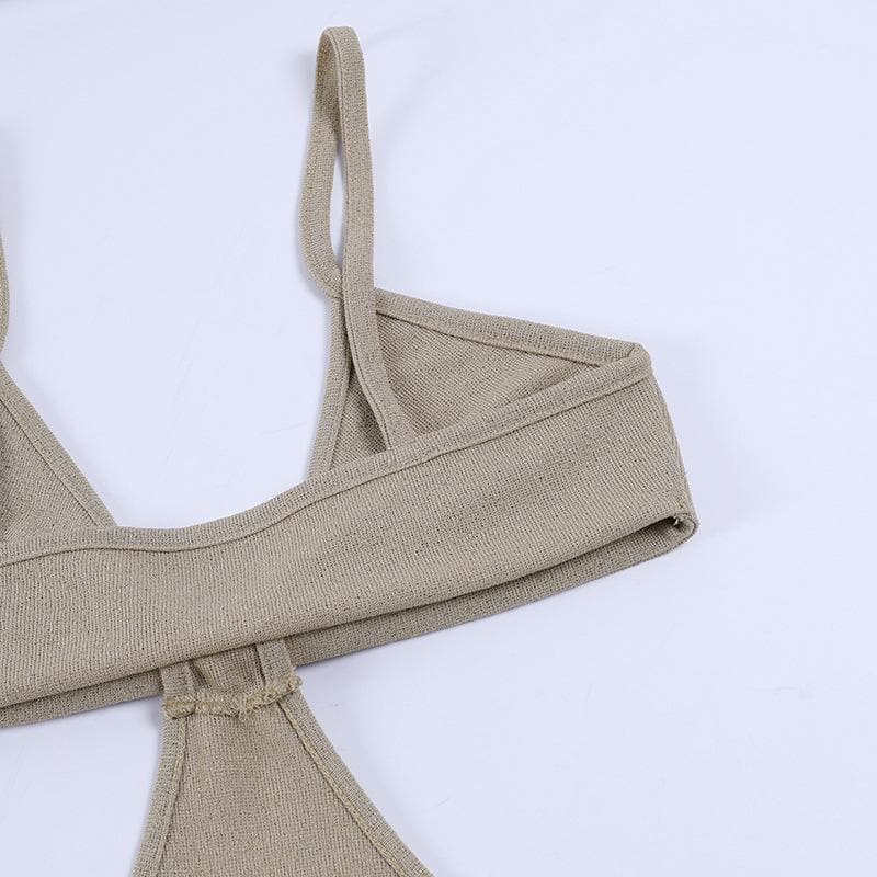 Spaghetti Strap Bow Knot Side Cutout Knit Bodycon Maxi Dress
