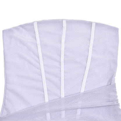 Corset Contrast Ruched Mesh Backless Tube Mini Dress