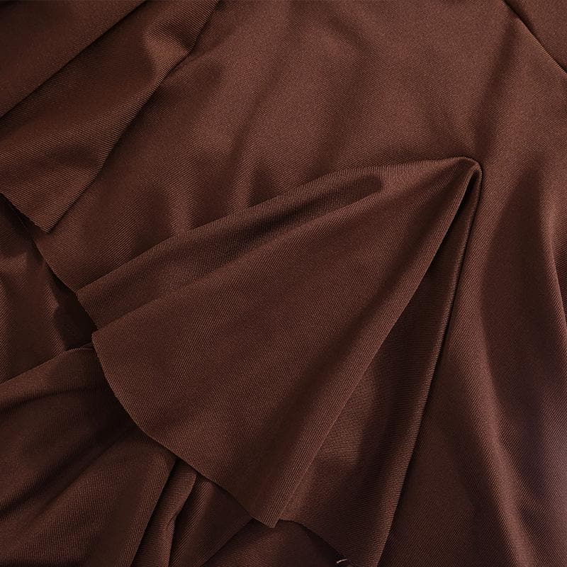 Crew Neck Drop Waist Pleated Tier Mini Dress