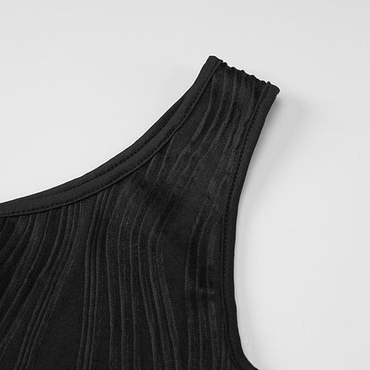 One Shoulder Crinkle Texture Side Cutout Bodycon Maxi Dress