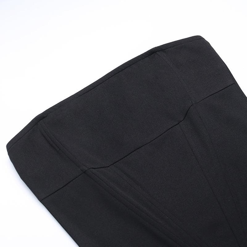 Strapless Glitter Knit Feather Trim Tube Midi Dress