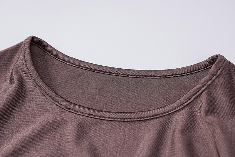 O-Ring Double Cutout Crew Neck Long Sleeve Ruched Bodycon Mini Dress