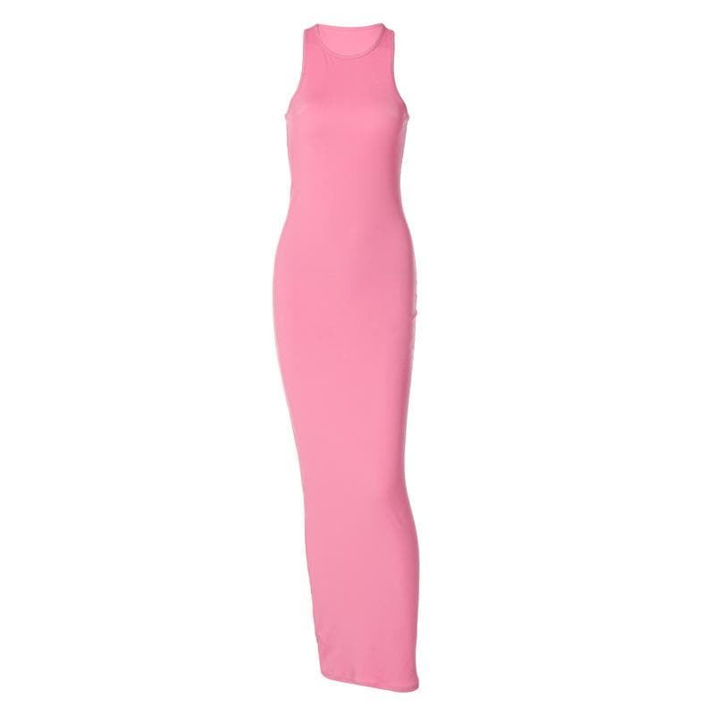Sleeveless Crew Neck Bodycon Tank Maxi Dress