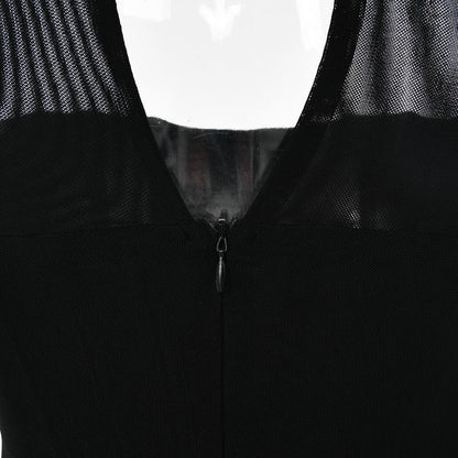 Choker Neck Chest Cutout Mesh Sleeve Zip Up Bodycon Midi Dress
