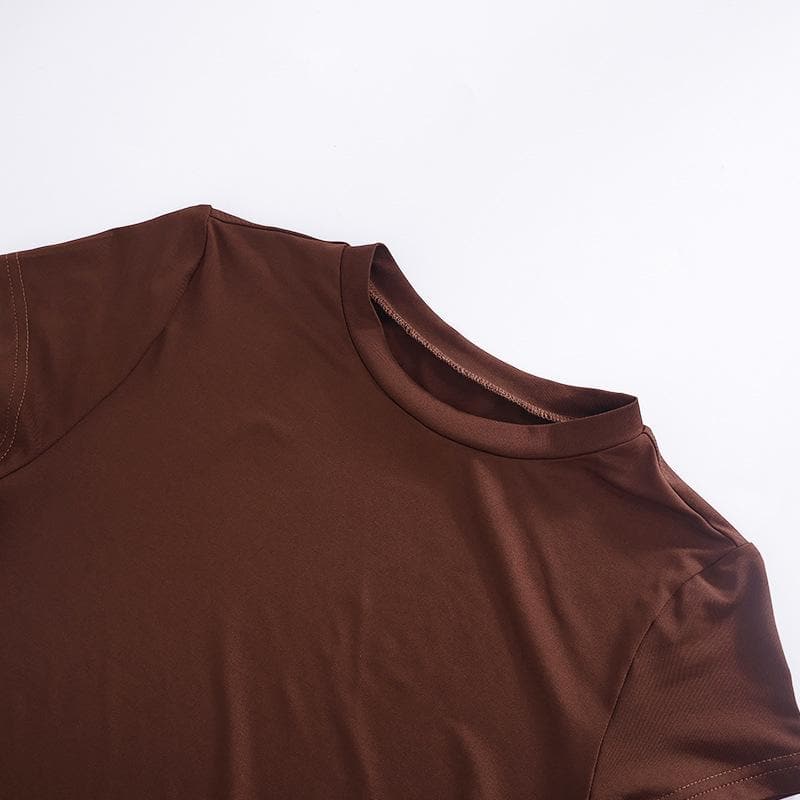 Crew Neck Drop Waist Pleated Tier Mini Dress