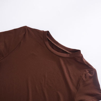 Crew Neck Drop Waist Pleated Tier Mini Dress